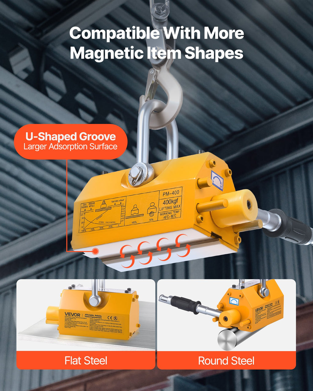 Magnetinis kėliklis VEVOR PM-400, 400 kg