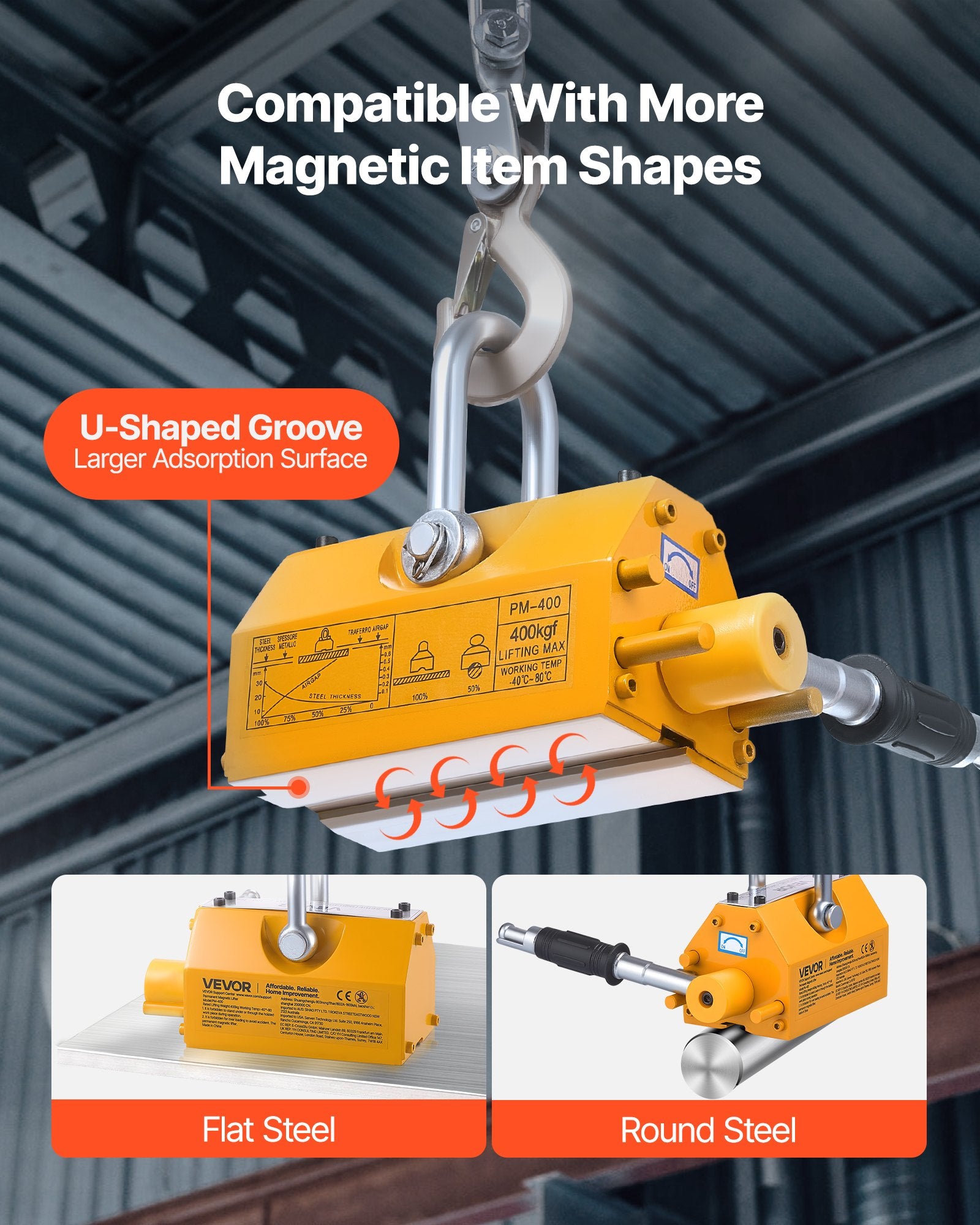 Magnetinis kėliklis VEVOR PM-400, 400 kg