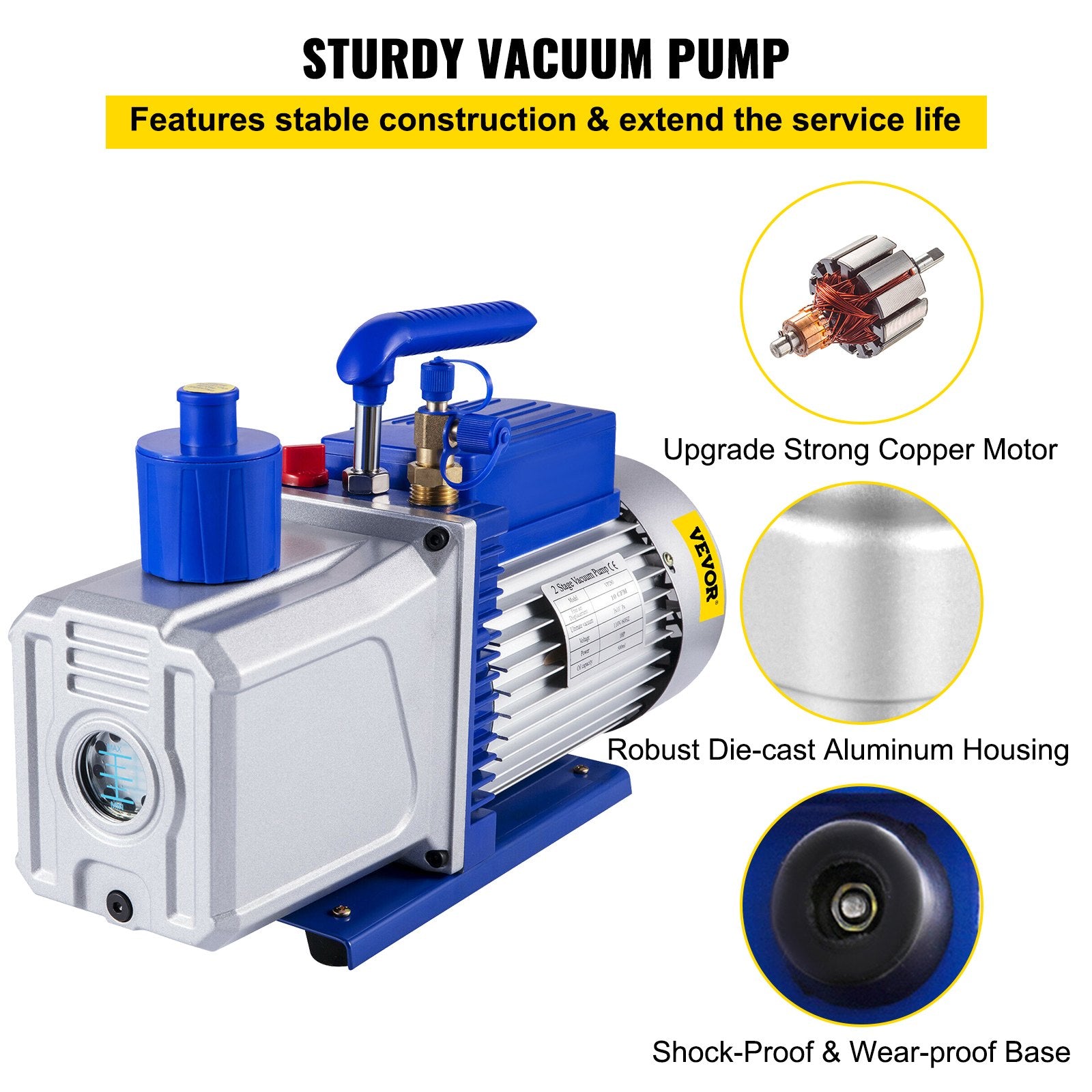 Vakuuminis siurblys VEVOR 2-jų pakopų, 283 l/min