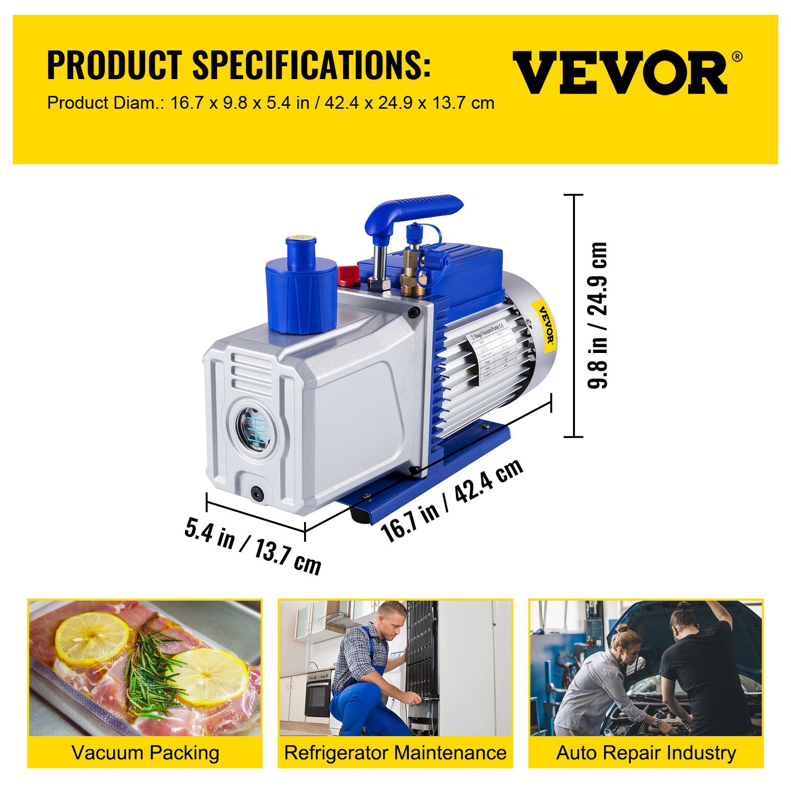 Vakuuminis siurblys VEVOR 2-jų pakopų, 283 l/min
