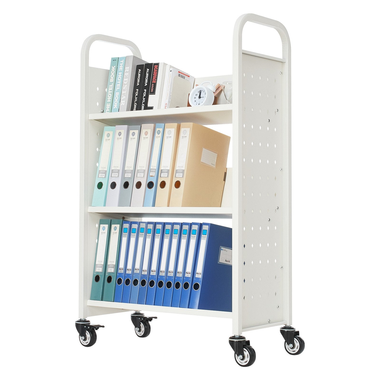 Bibliotekos vežimėlis knygoms VEVOR HXTC-3VD, 150 kg keliamoji galia