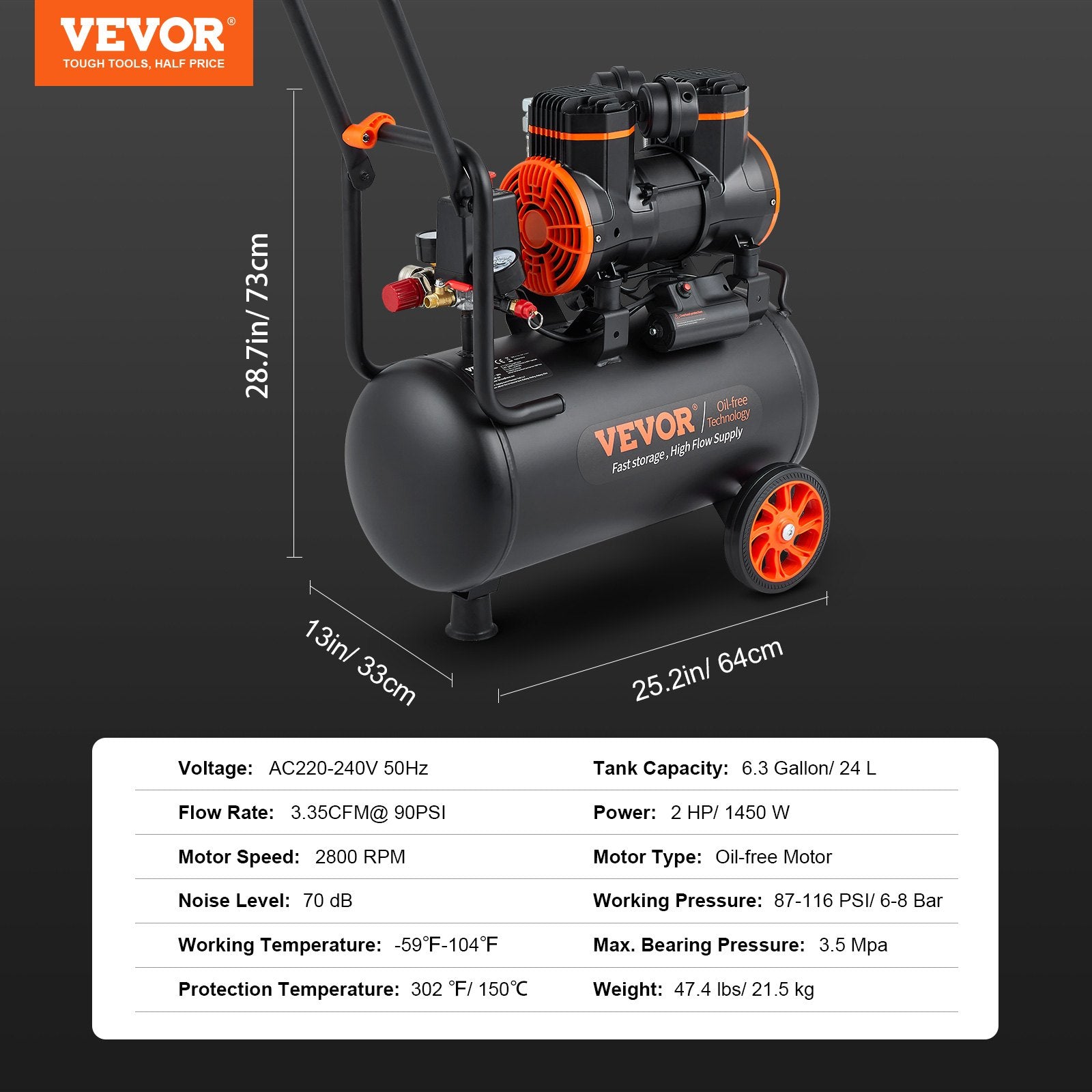 Oro kompresorius VEVOR 23.8 L, 1450W
