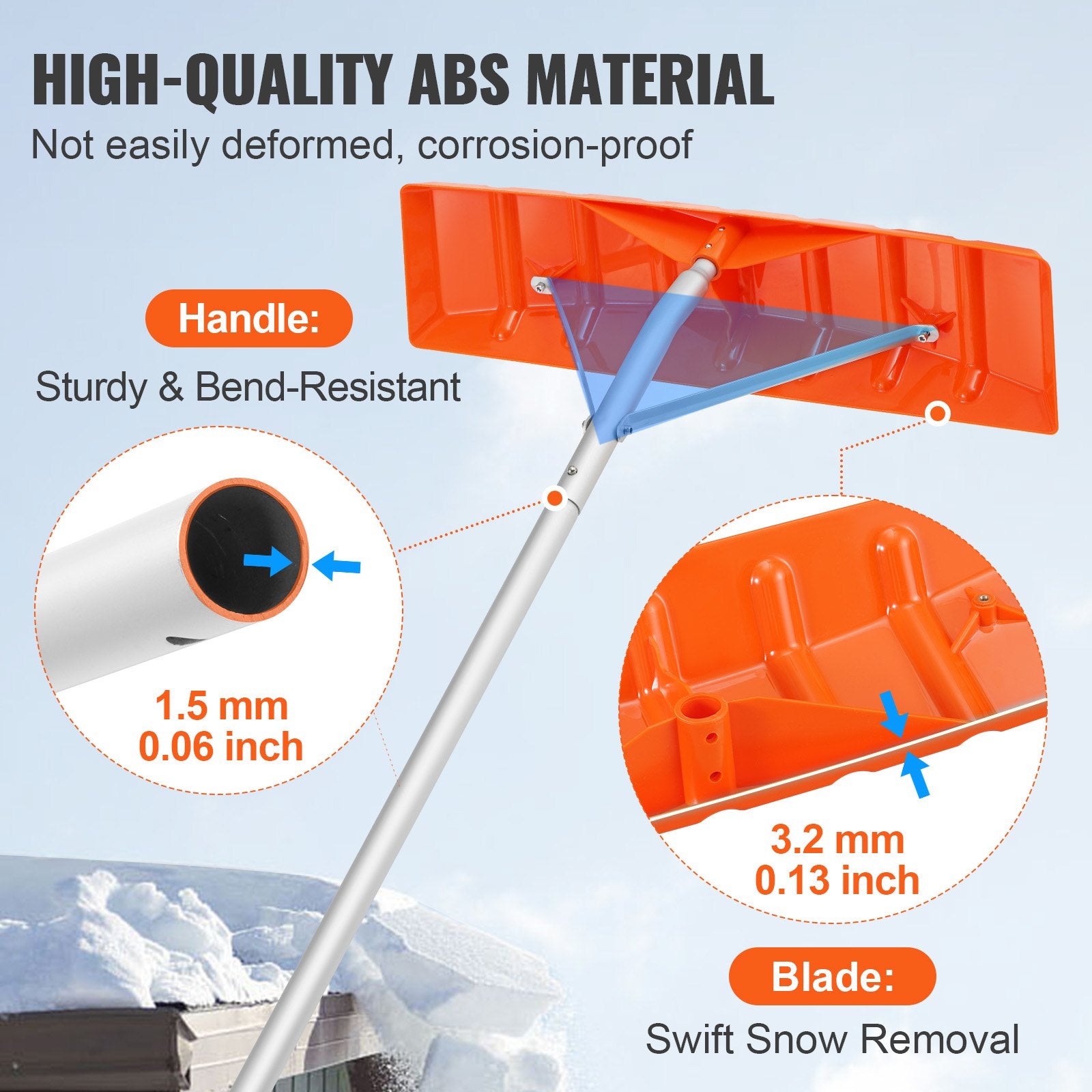 Stogo sniego stumtuvas VEVOR CY-SF02, 6,4 m pasiekiamumas
