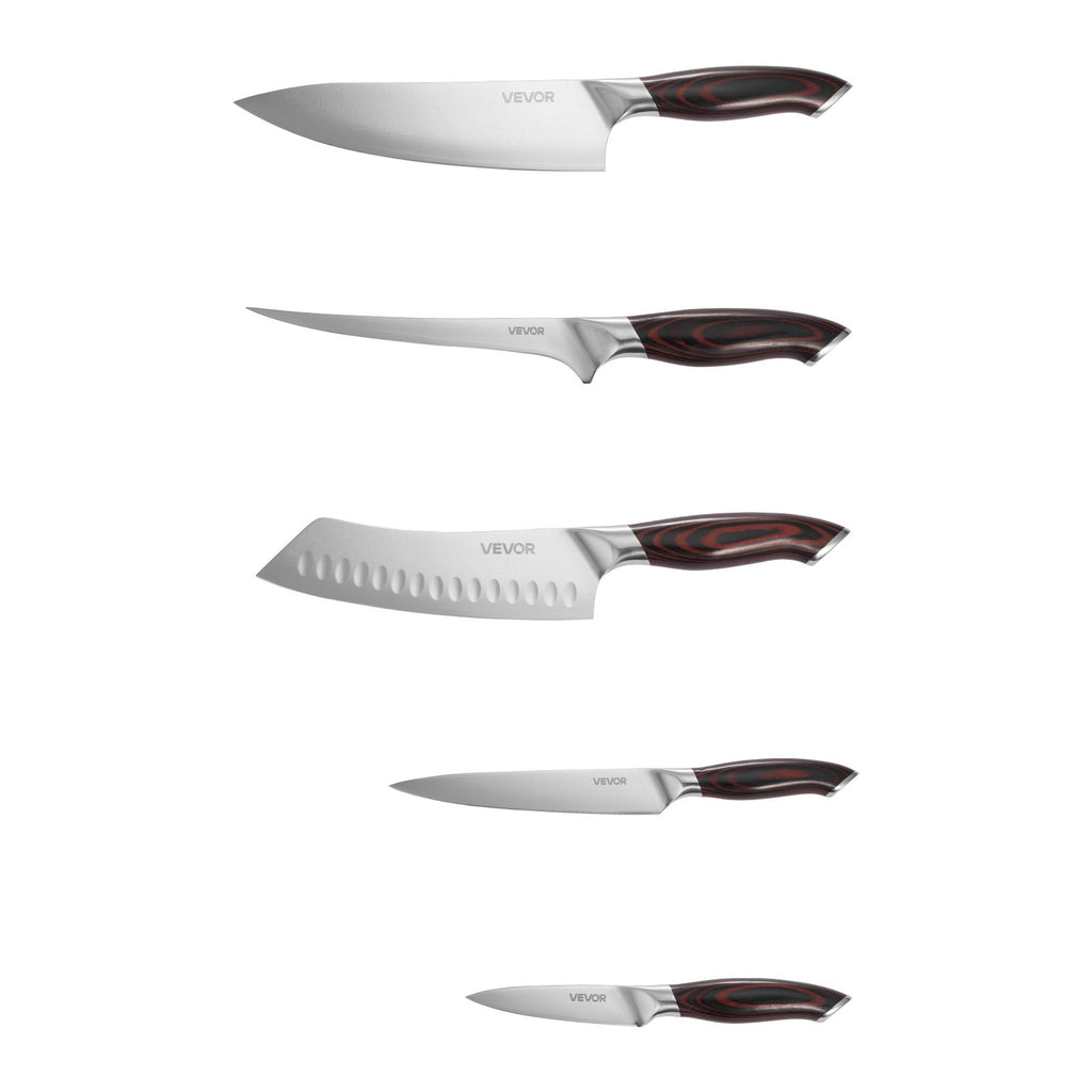 Virtuvinių peilių rinkinys VEVOR KD48M5-5PCS, 5 dalių, Damasko plienas