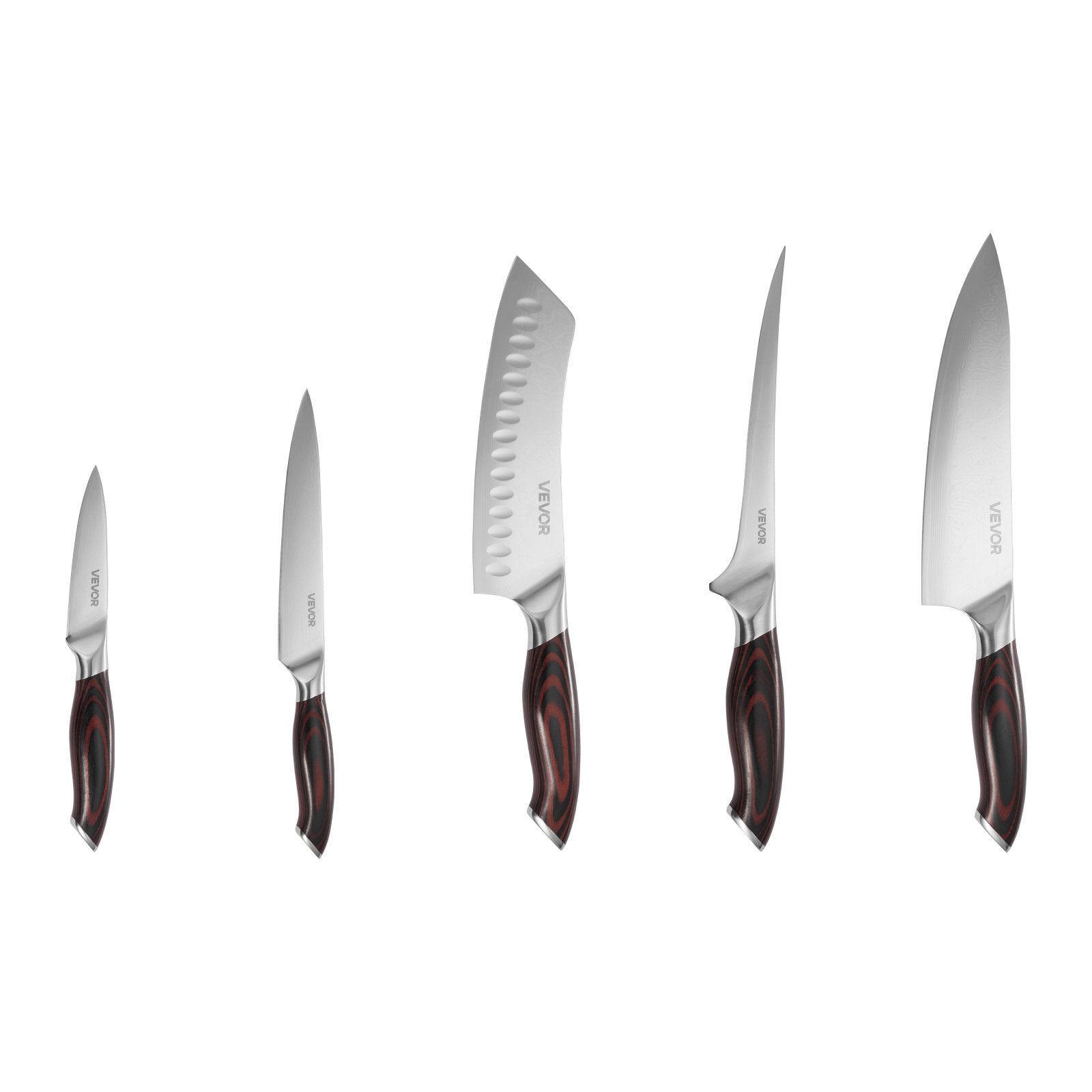Virtuvinių peilių rinkinys VEVOR KD48M5-5PCS, 5 dalių, Damasko plienas