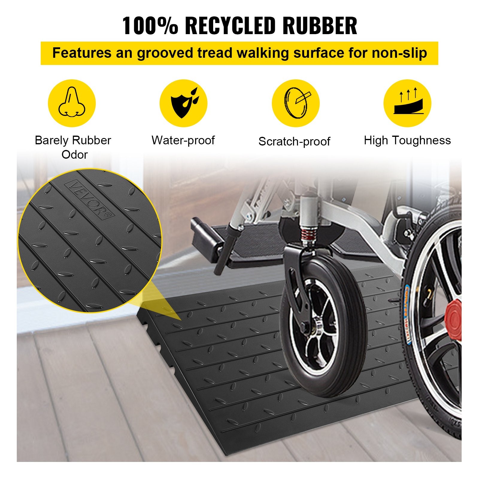 Guminė slenksčio rampa VEVOR WFSLYPD-2.5YC XJPD DGXC, 6,5 cm aukščio