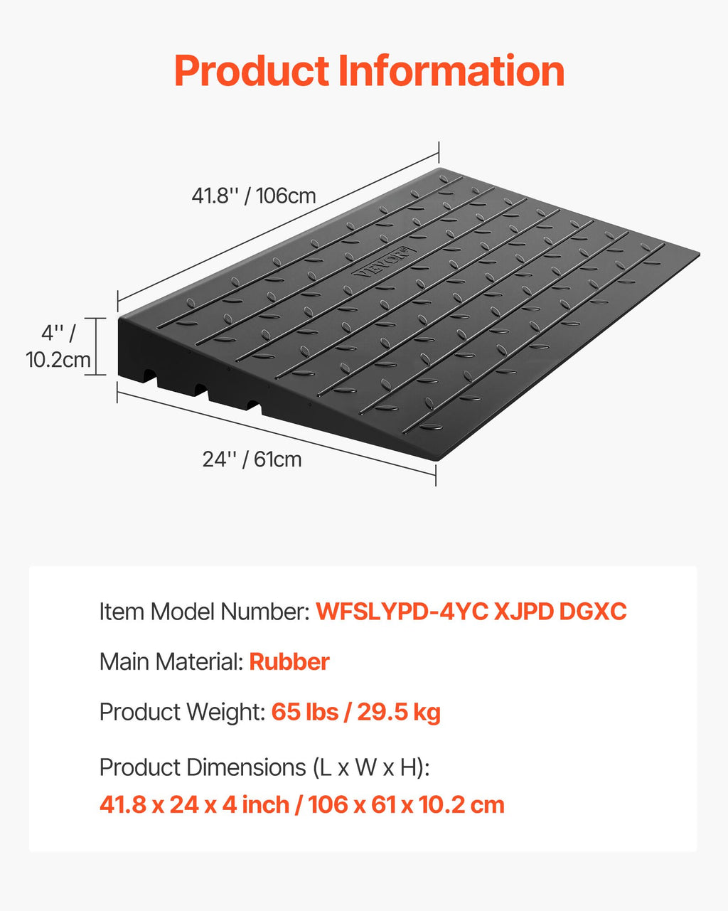 Guminė slenksčio rampa VEVOR WFSLYPD-4YC XJPD DGXC, 10,2 cm aukščio