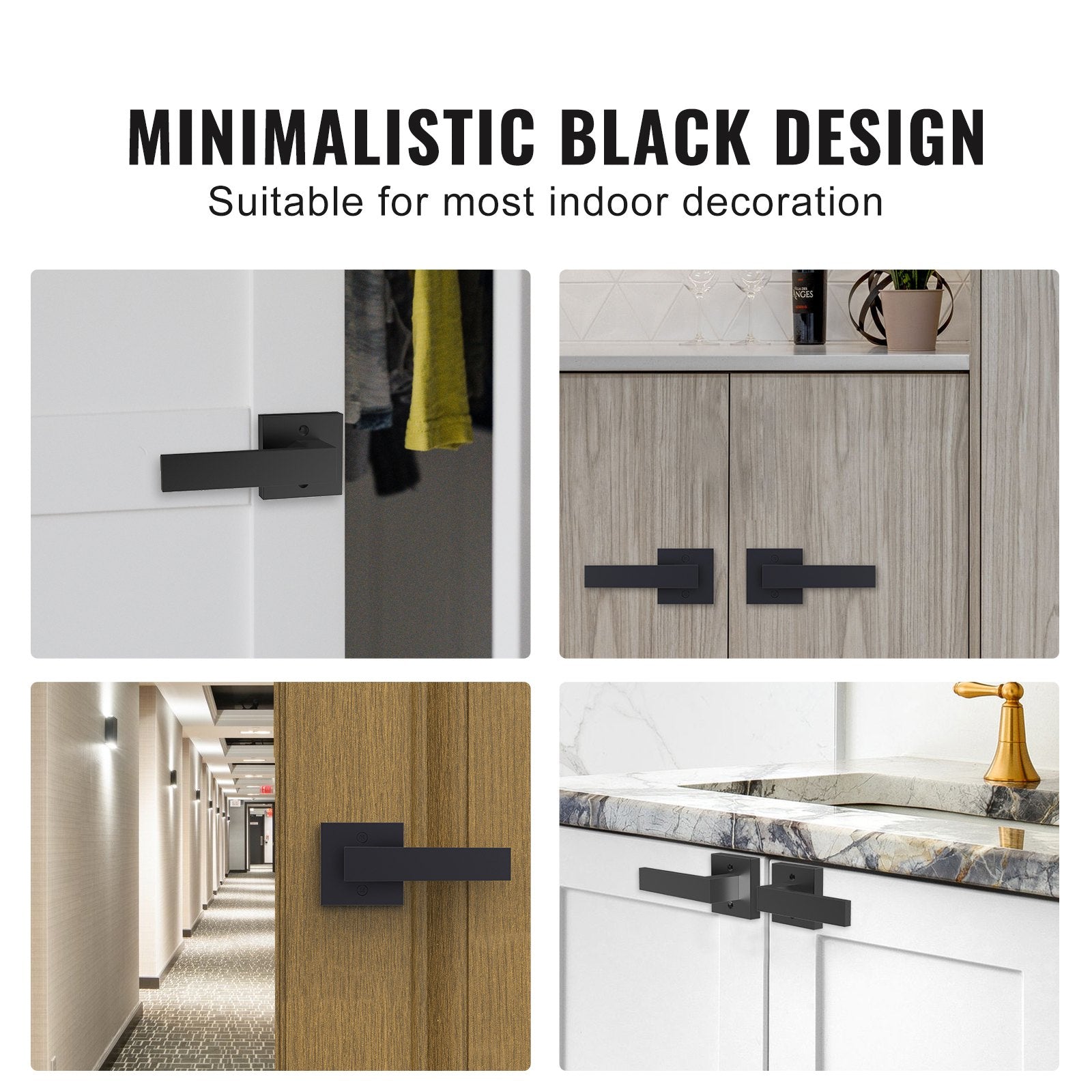 Dekoratyvinė durų rankena VEVOR D921-DL-BLK, matinė juoda