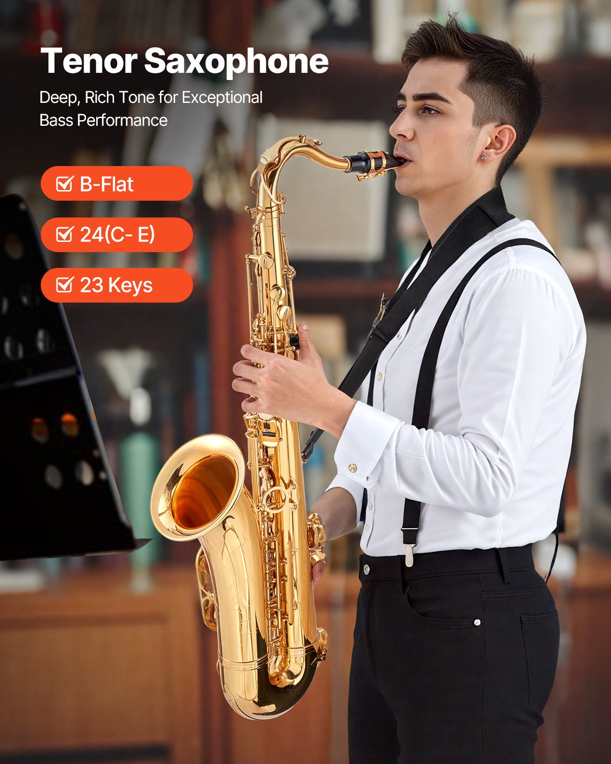 Tenorinis saksofonas VEVOR JTAS-401, B Flat
