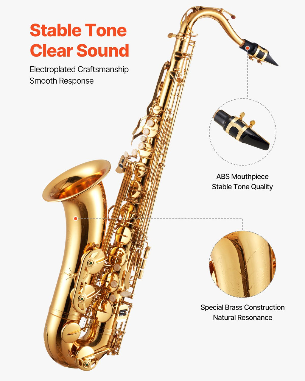Tenorinis saksofonas VEVOR JTAS-401, B Flat