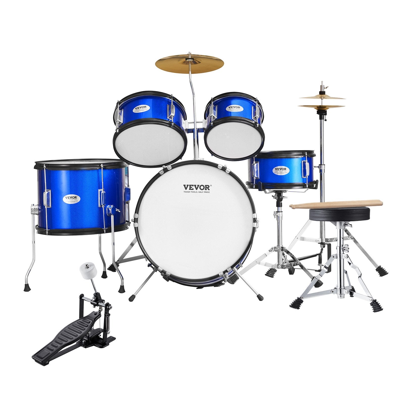 Vaikiškas būgnų komplektas VEVOR SH-002-BL, 16 colių
