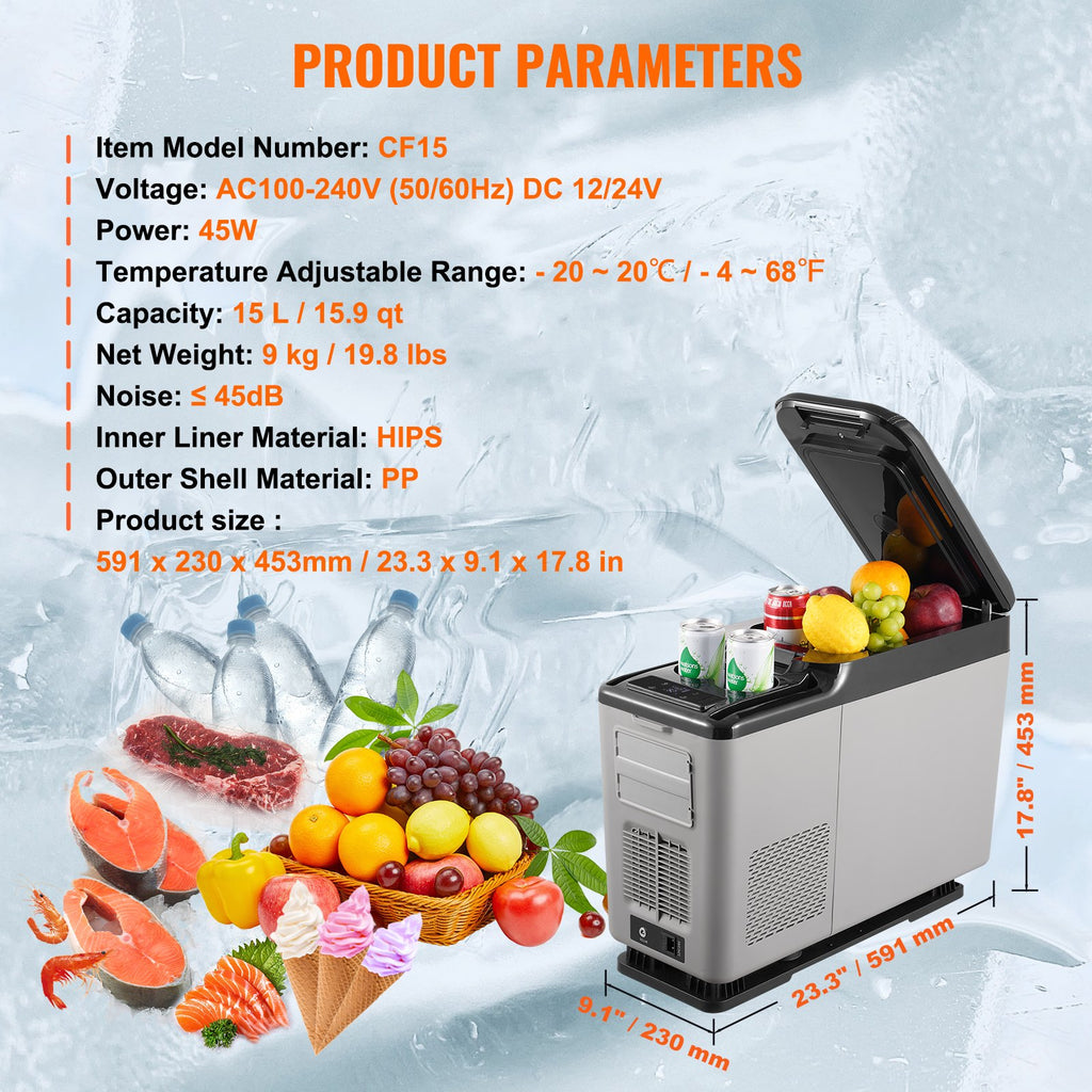 Automobilinis šaldytuvas VEVOR CF15, 15 l talpos