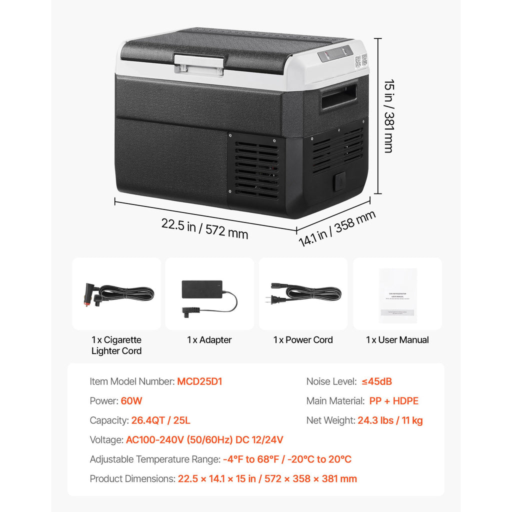 Automobilinis šaldytuvas VEVOR MCD25D1, 25 l