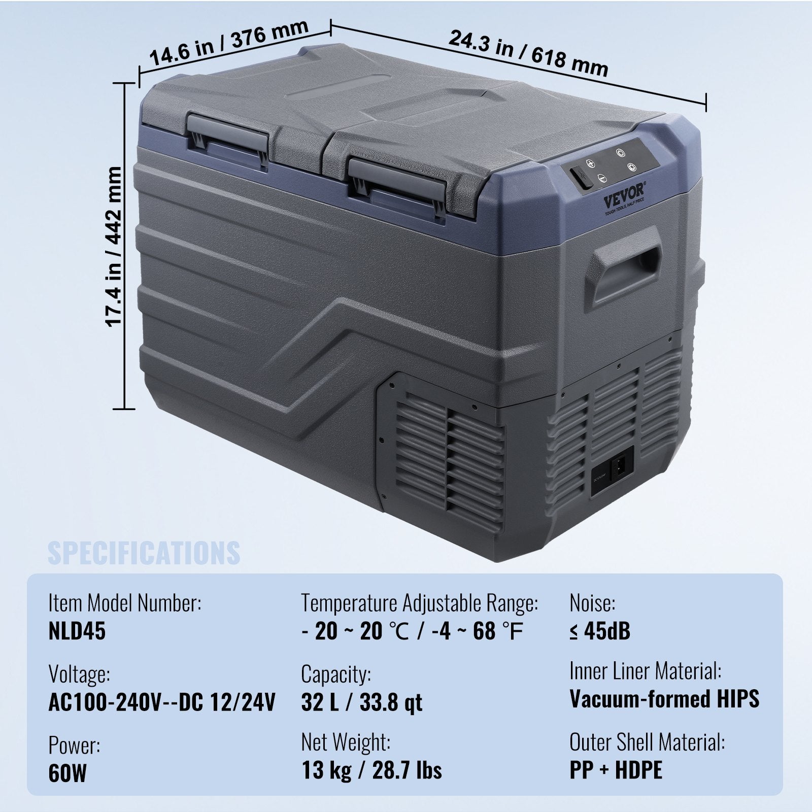 Automobilinis šaldytuvas VEVOR NLD45, 32 l