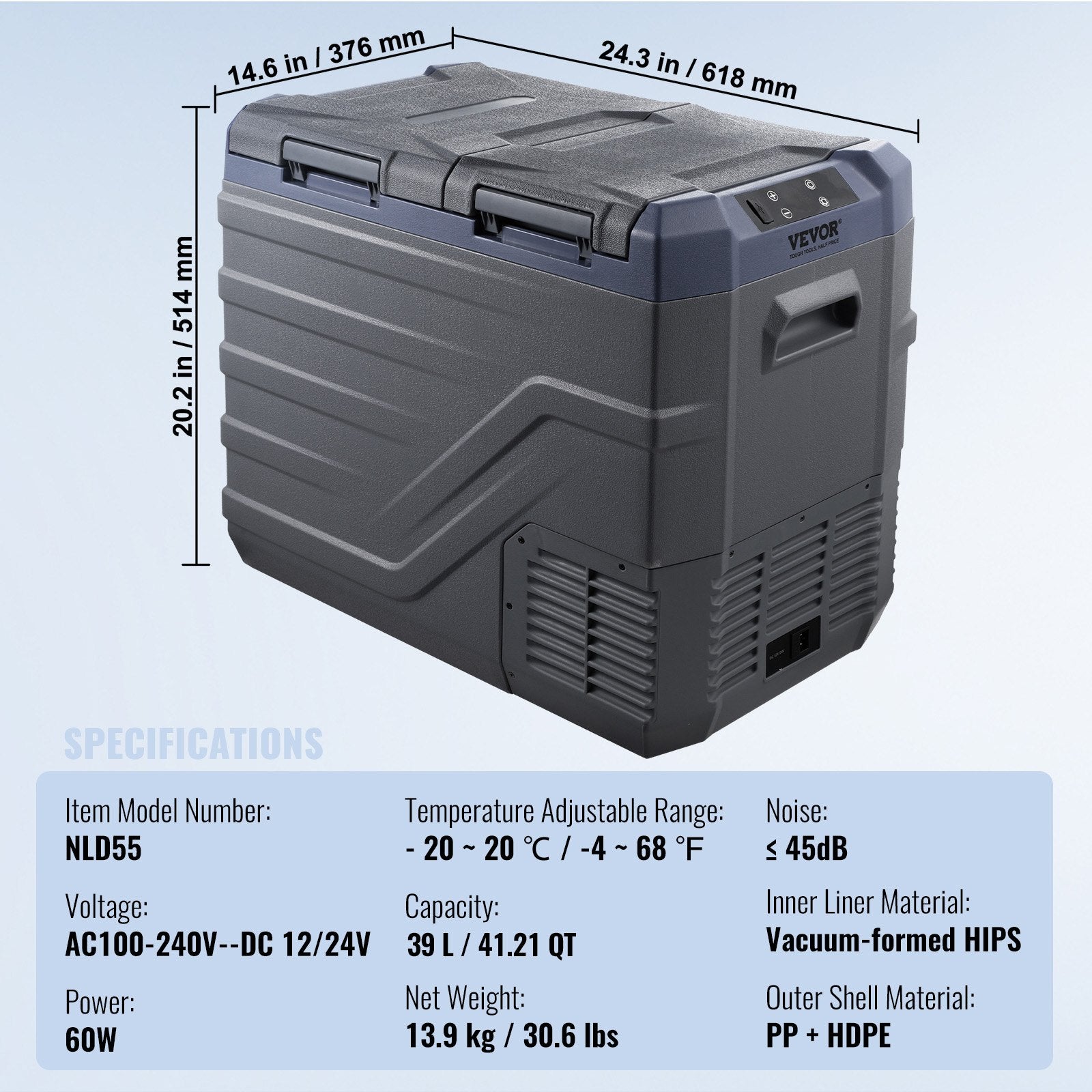 Automobilinis šaldytuvas VEVOR NLD55, 39 l talpos