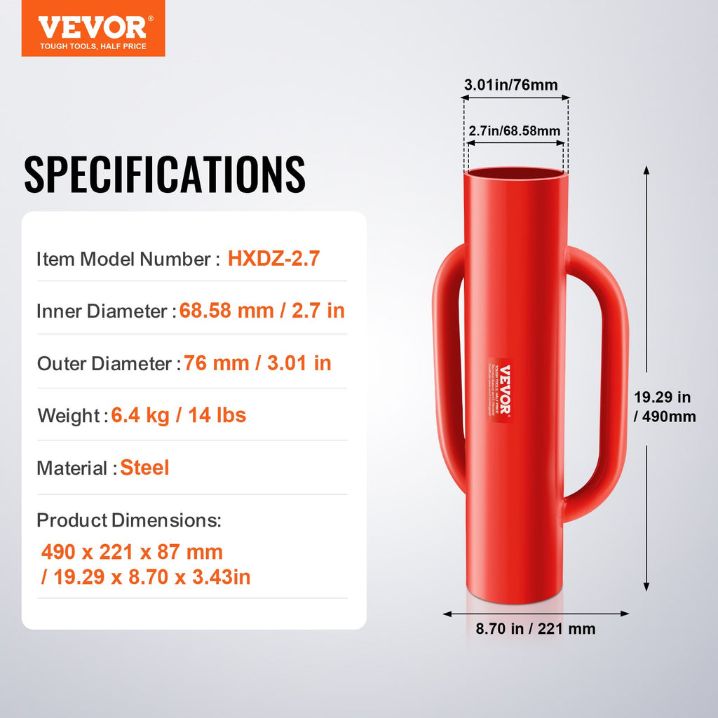 Tvoros stulpų kaltuvas VEVOR HXDZ-2.7, 6,9 cm vidinis skersmuo
