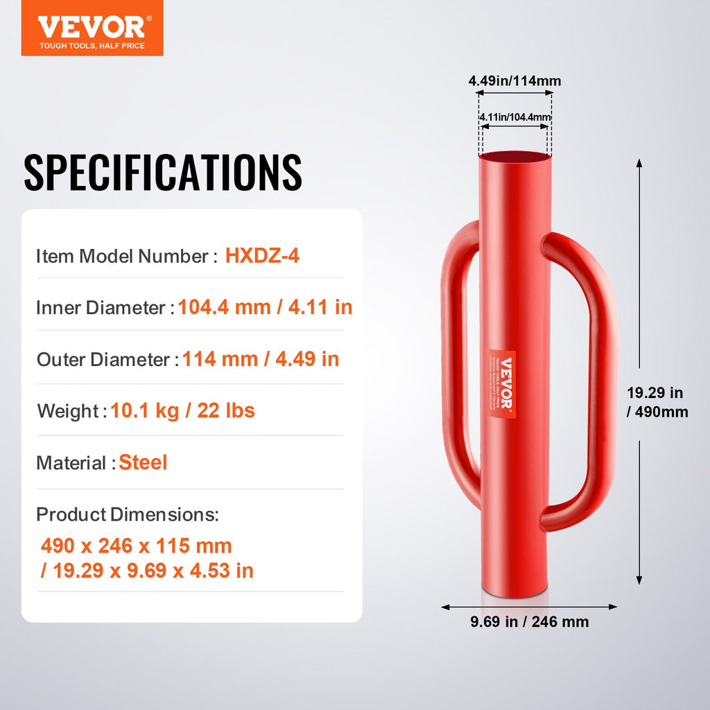 Tvoros stulpų kaltuvas VEVOR HXDZ-4, 10,4 cm vidinis skersmuo