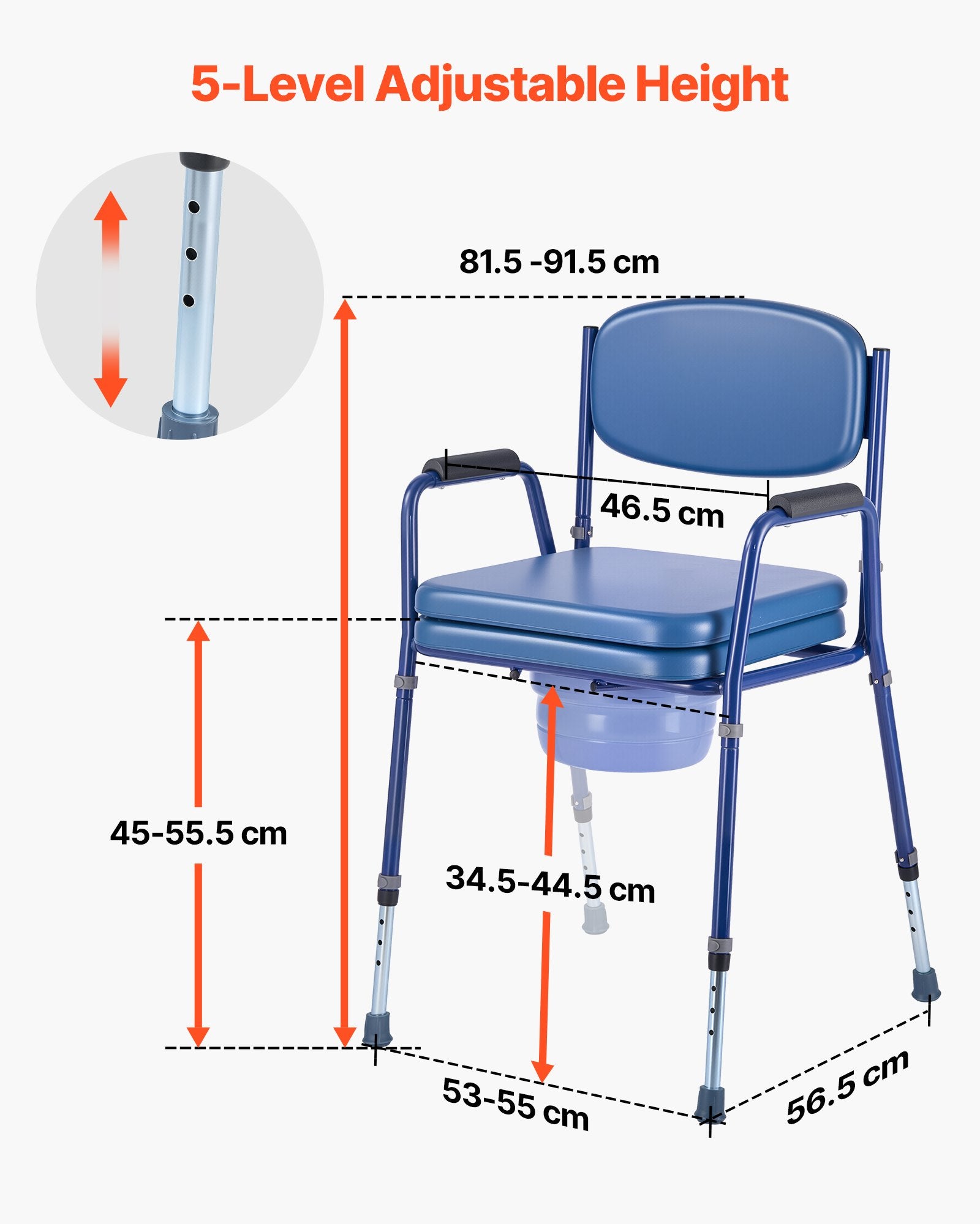 Neįgaliojo kėdė-tualetas VEVOR FBL760635, 181 kg apkrova