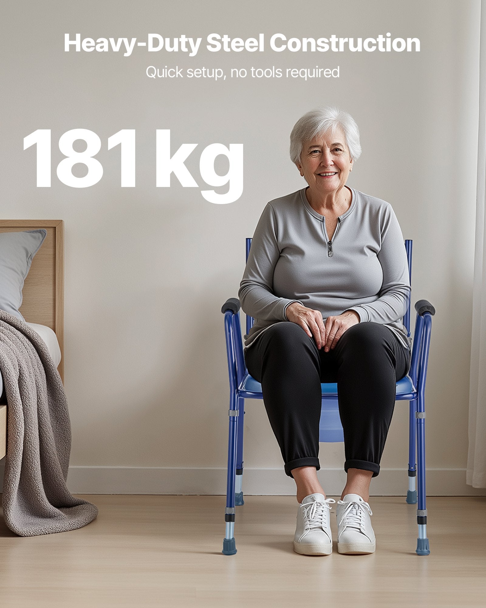 Neįgaliojo kėdė-tualetas VEVOR FBL760635, 181 kg apkrova