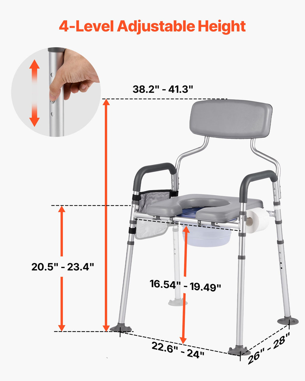 Kėdė-tualetas VEVOR FBL760636, 227 kg keliamoji galia