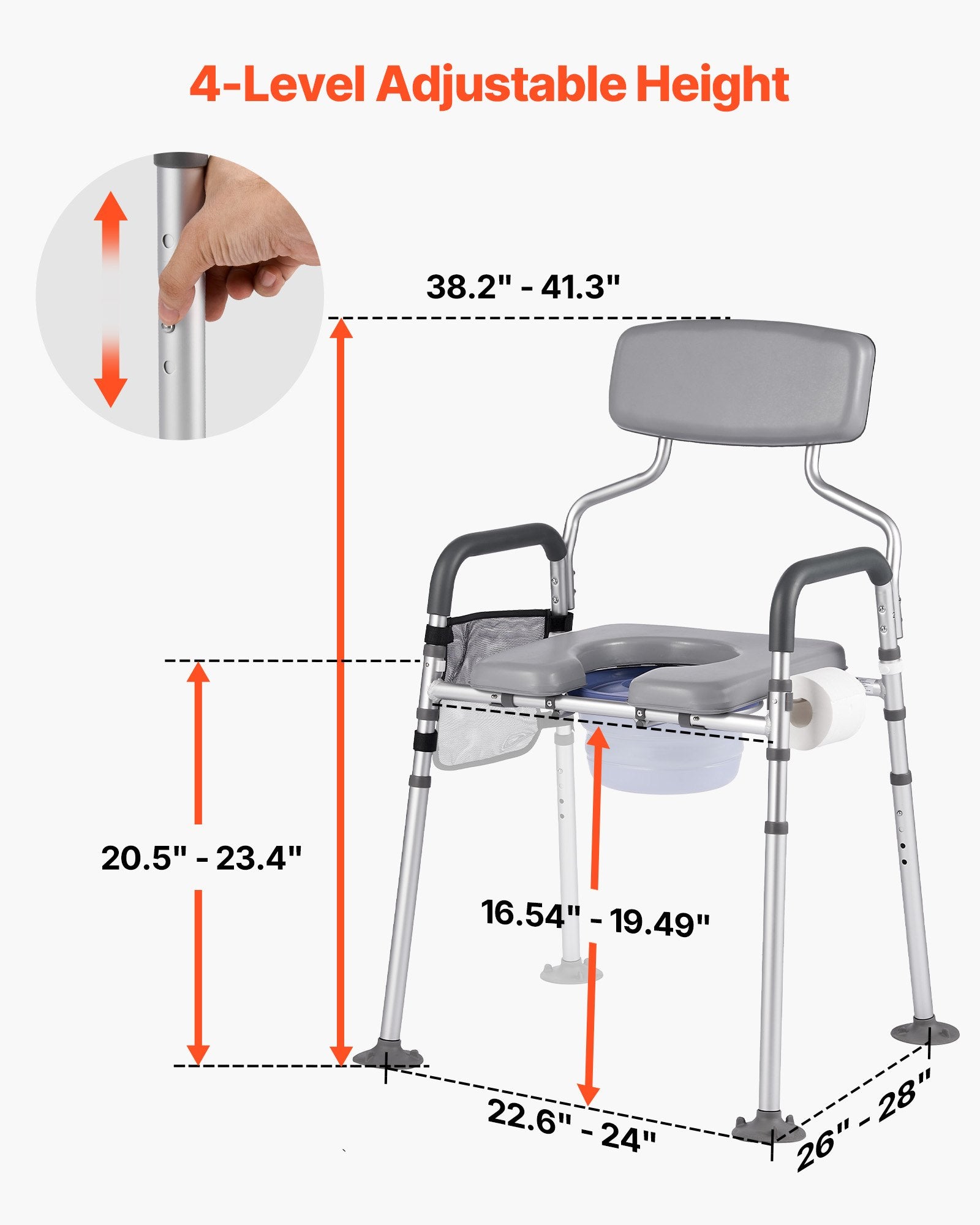 Kėdė-tualetas VEVOR FBL760636, 227 kg keliamoji galia