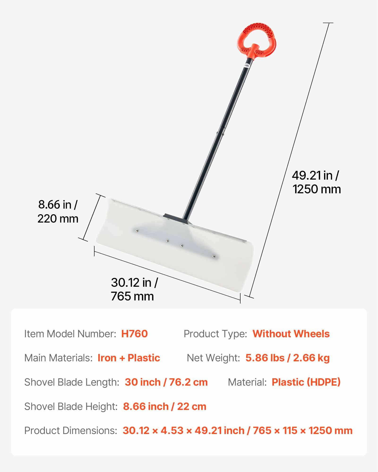 Sniego stumtuvas VEVOR H760, 76,2 cm