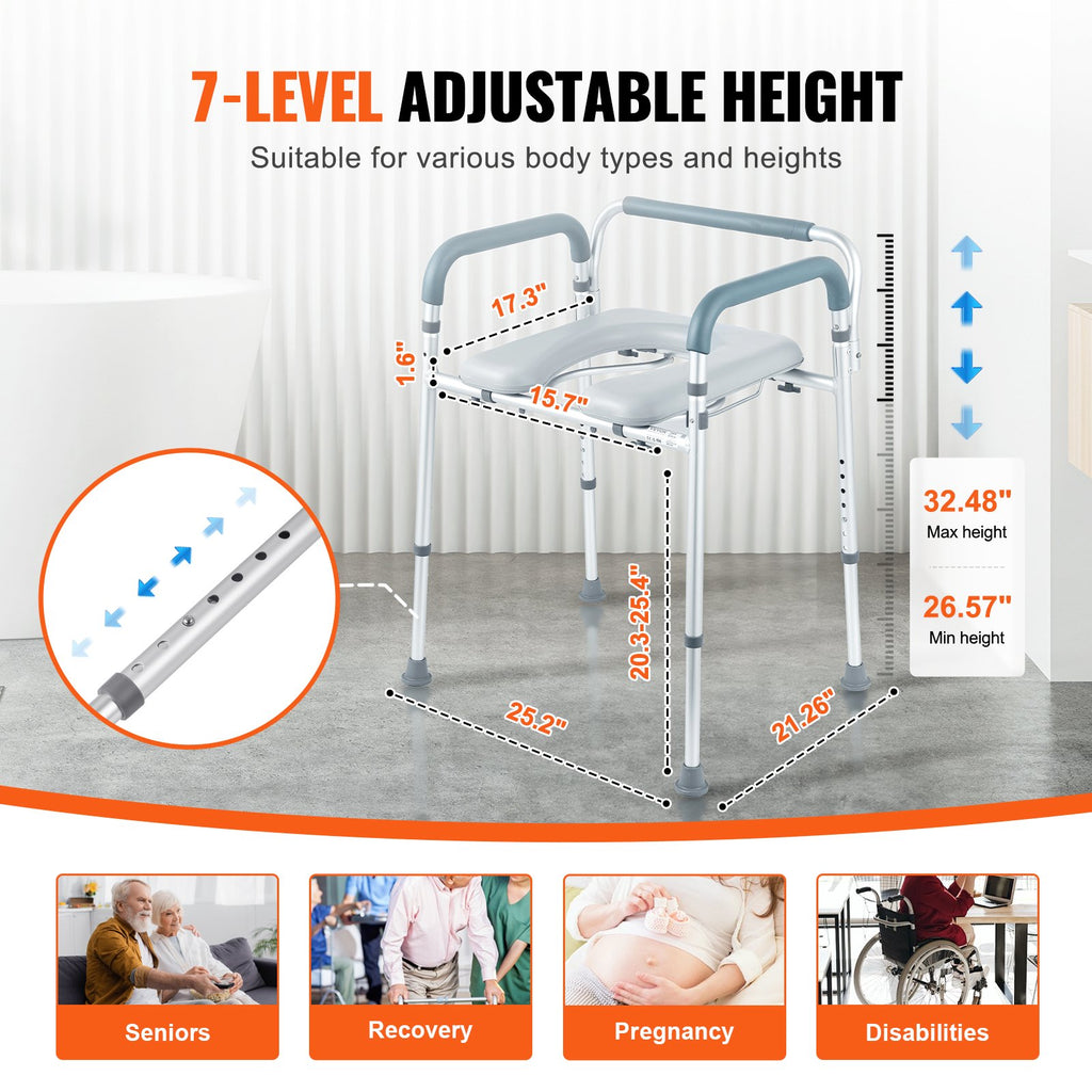 Neįgaliojo kėdė-tualetas VEVOR FBL730211, 158,8 kg apkrova