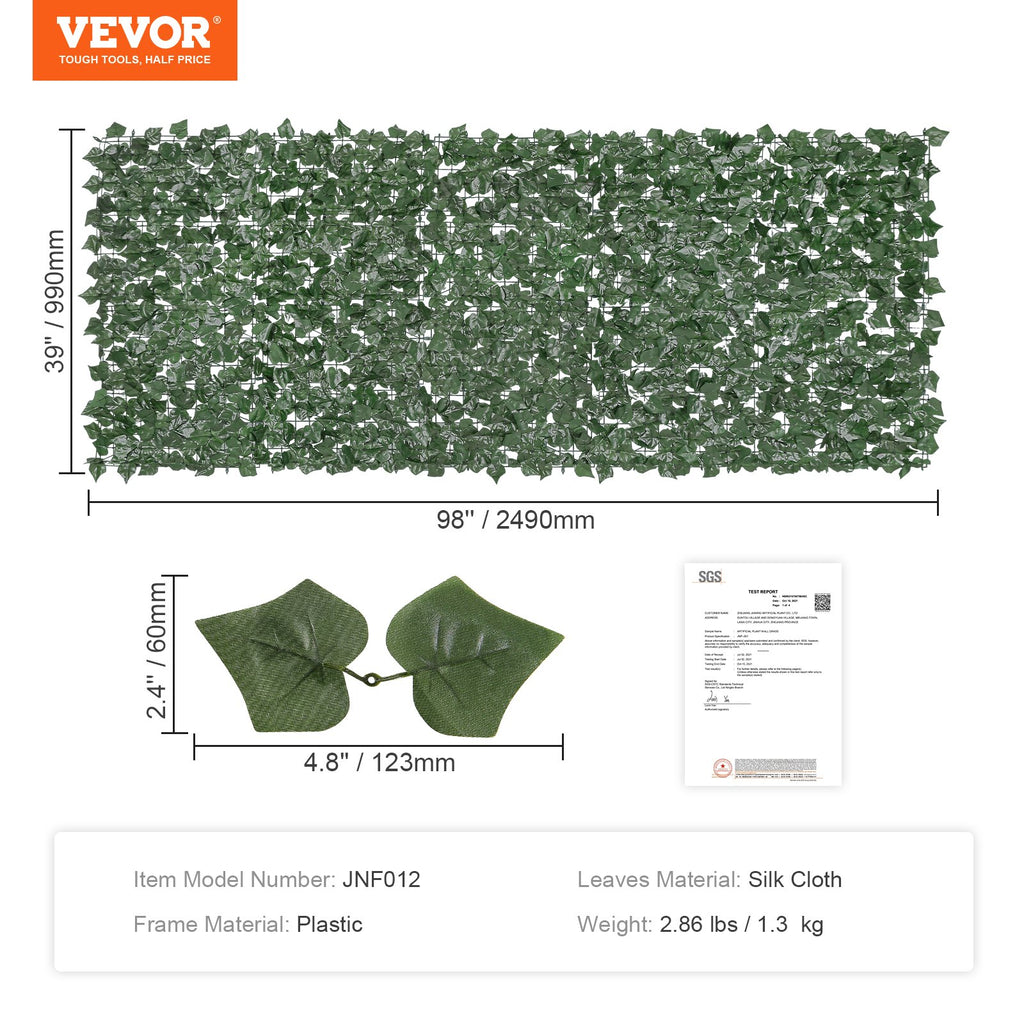 Dirbtinė gebenių tvora VEVOR JNF012, 1 x 2,5 m