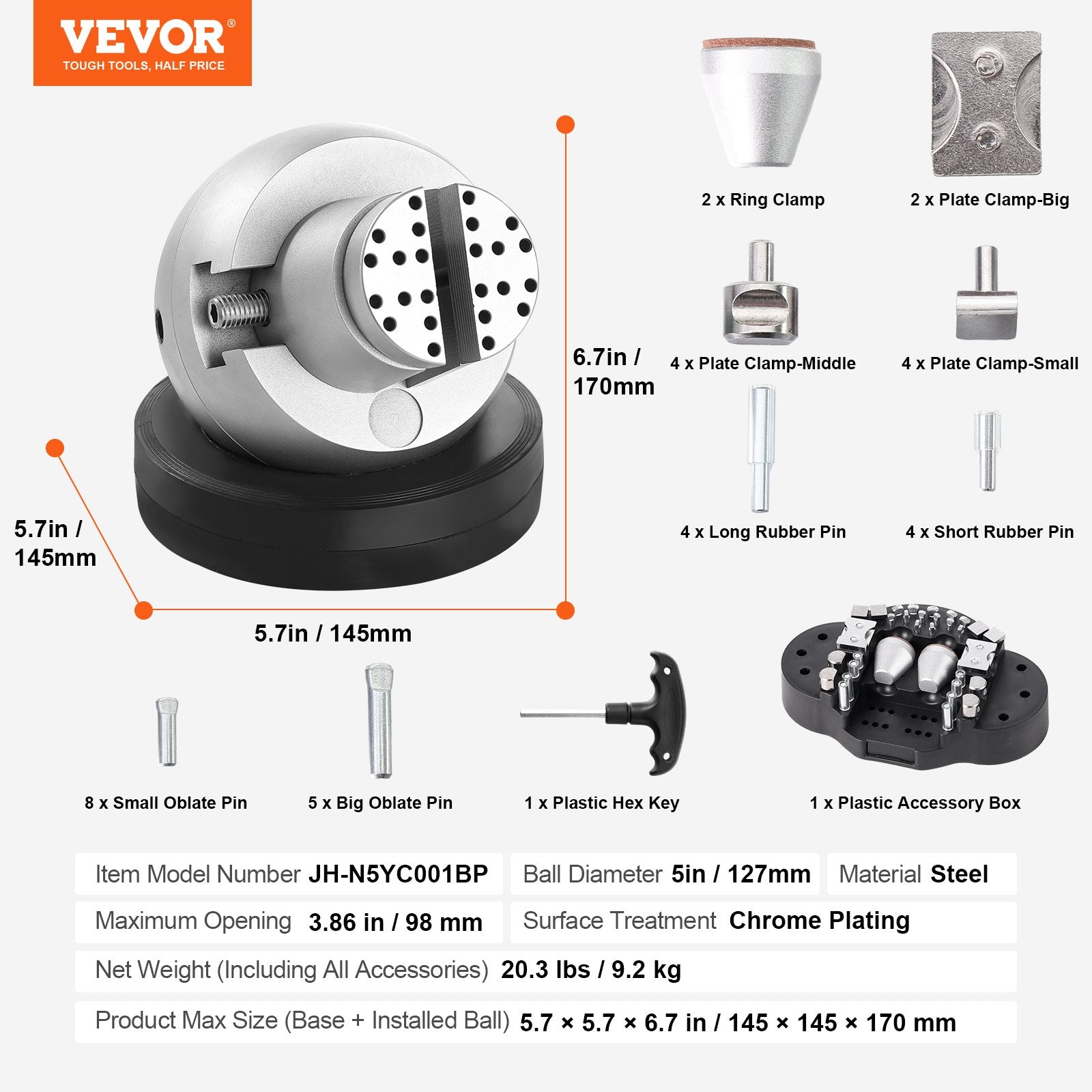 Graviravimo spaustuvai VEVOR JH-N5YC001BP, 127 mm skersmens