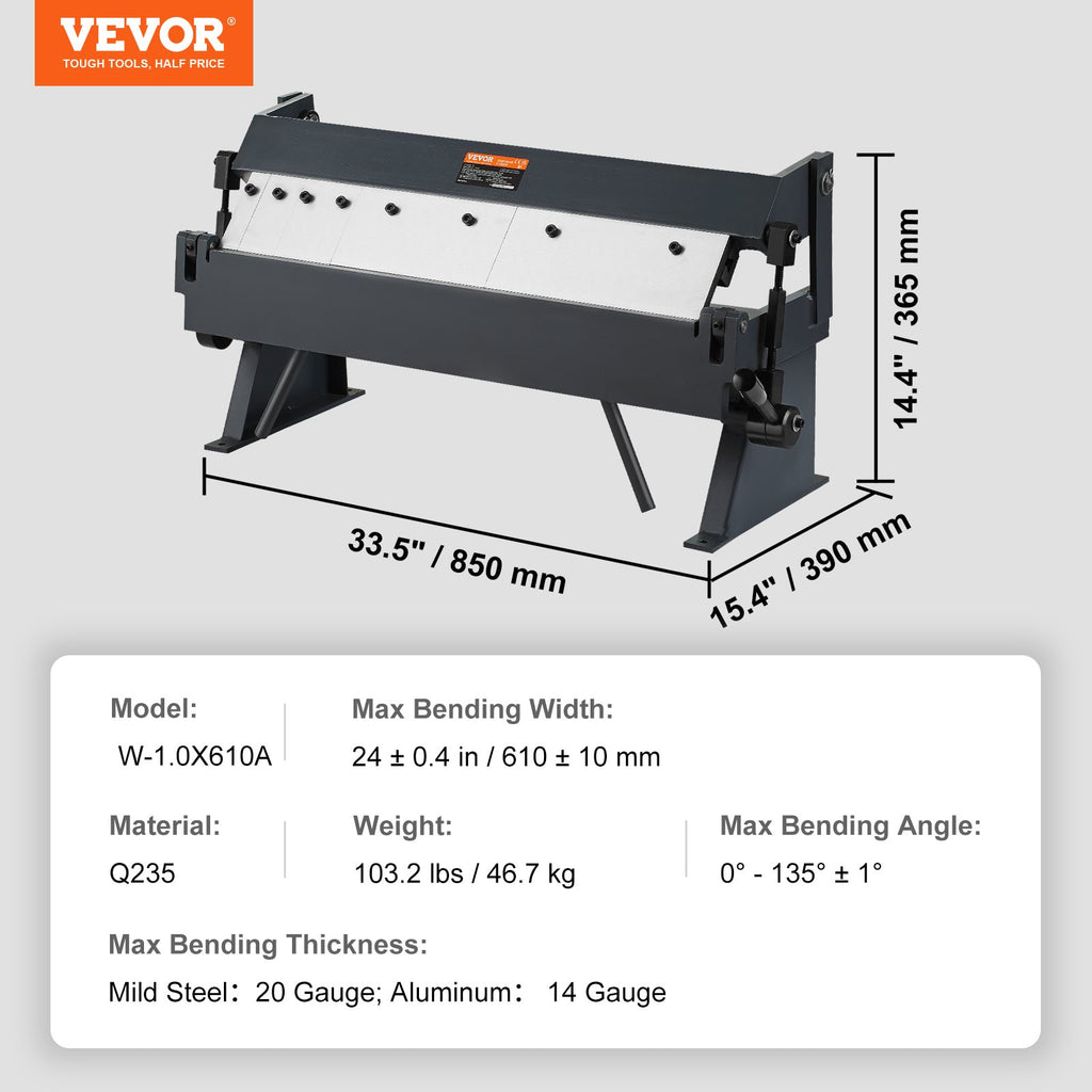 Skardos lankstymo staklės VEVOR W-1.0X610A, 610 mm