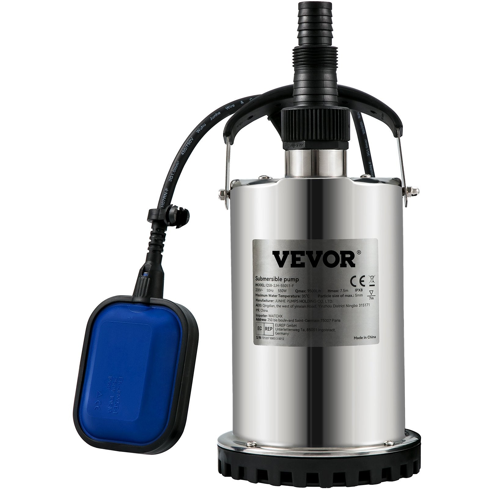 Panardinamas vandens siurblys VEVOR QSB-2JH-55051-F, 550 W