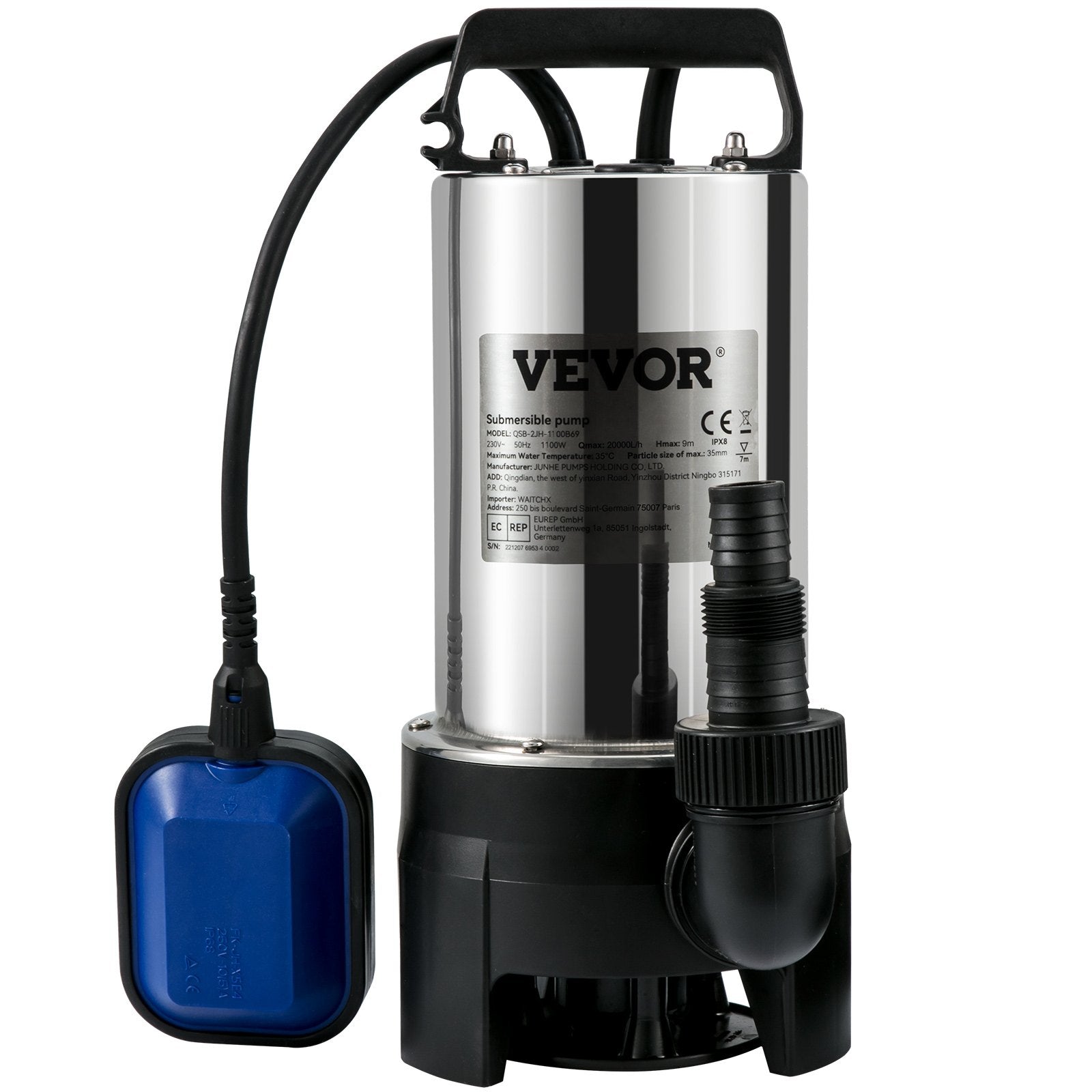 Panardinamas vandens siurblys VEVOR QSB-2JH-1100B96, 1100W