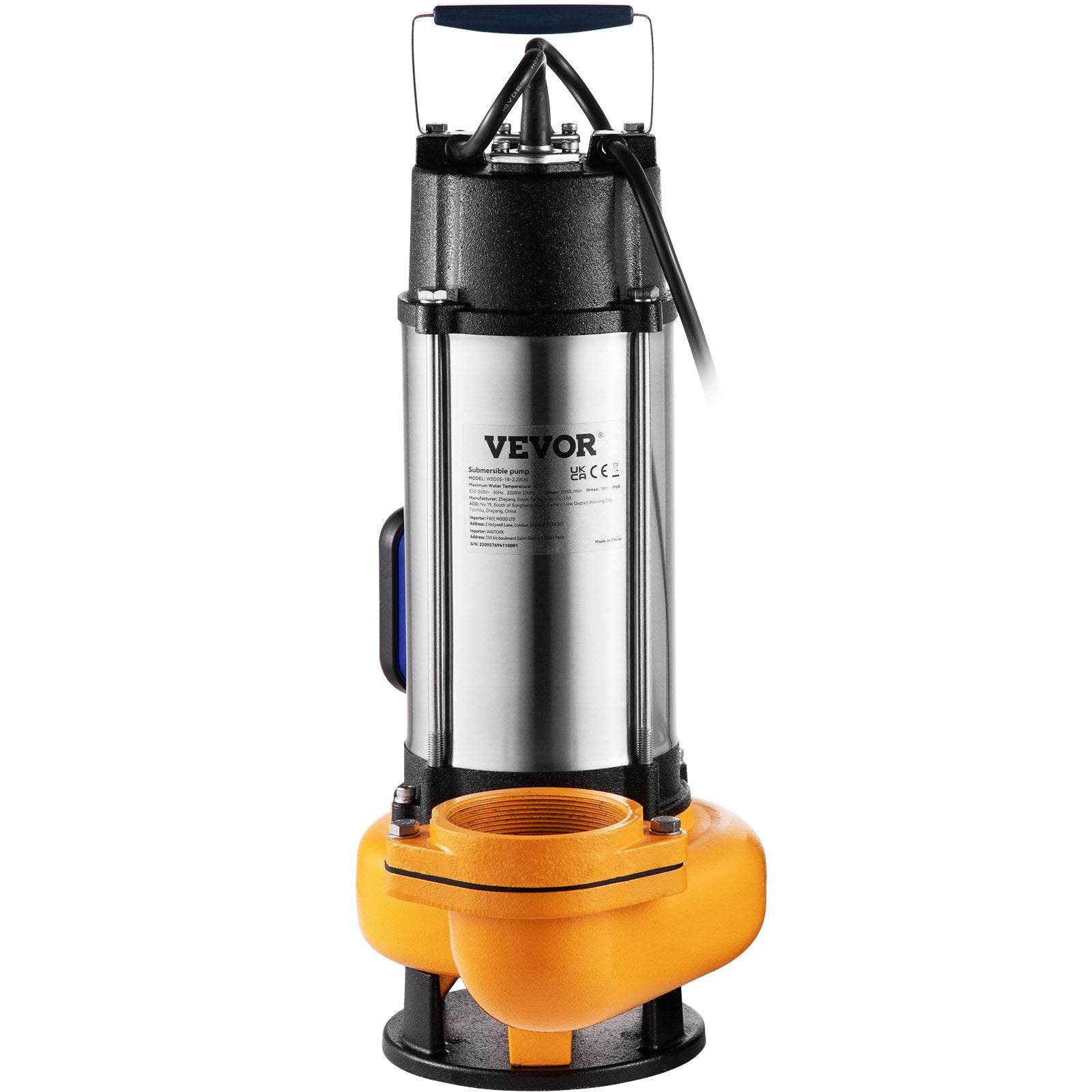 Panardinamas vandens siurblys VEVOR WSD55-18-2.2B(A), 2200 W