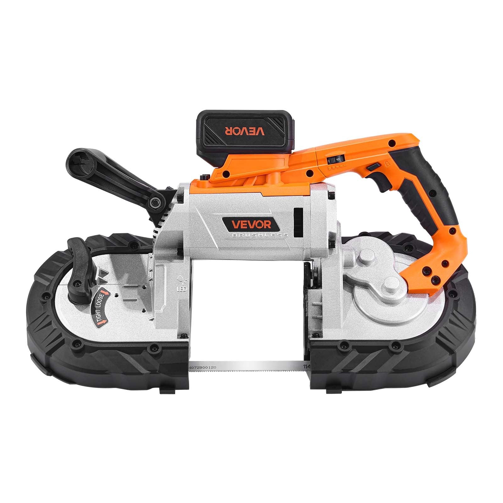 Akumuliatorinis juostinis pjūklas VEVOR BW2111, 127 mm pjovimo gylis