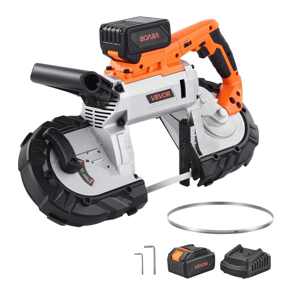 Akumuliatorinis juostinis pjūklas VEVOR BW2111, 127 mm pjovimo gylis