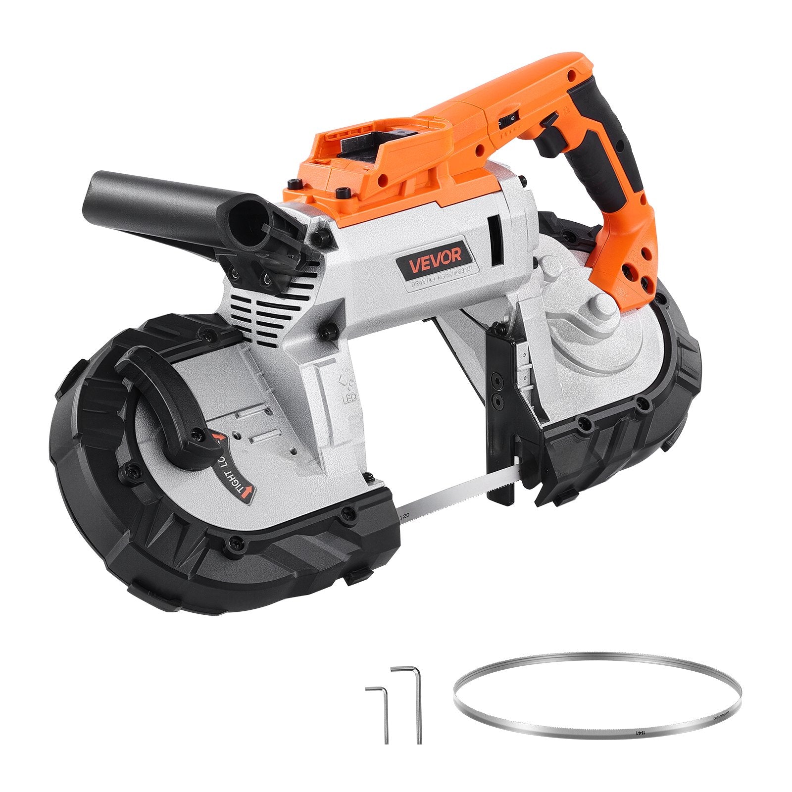 Akumuliatorinis juostinis pjūklas VEVOR BW2111, 127 mm pjovimo gylis