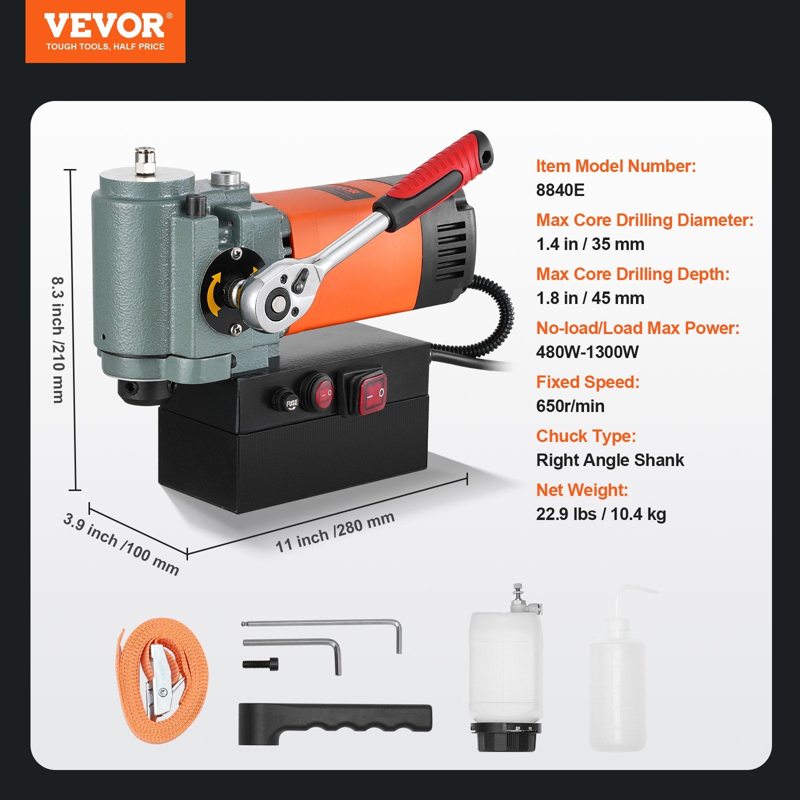 Magnetinės gręžimo staklės VEVOR 8840E, 1300 W
