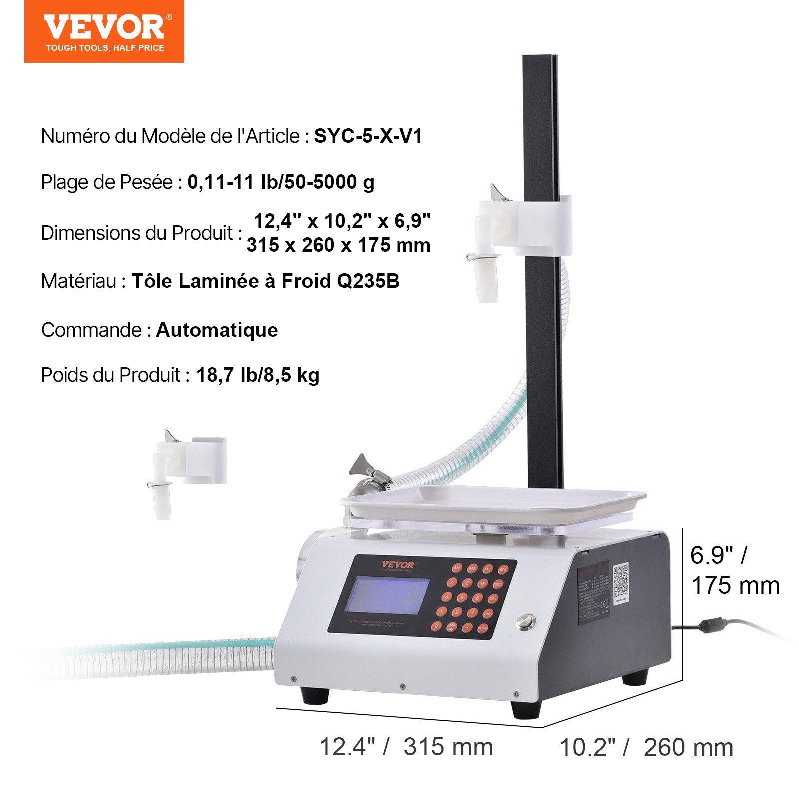 Skysčių išpilstymo aparatas VEVOR SYC-5-X-V2, 50–5000 g talpos