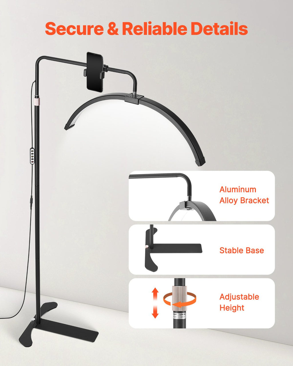 Kosmetologinė LED lempa VEVOR HD-M5X, 26 colių