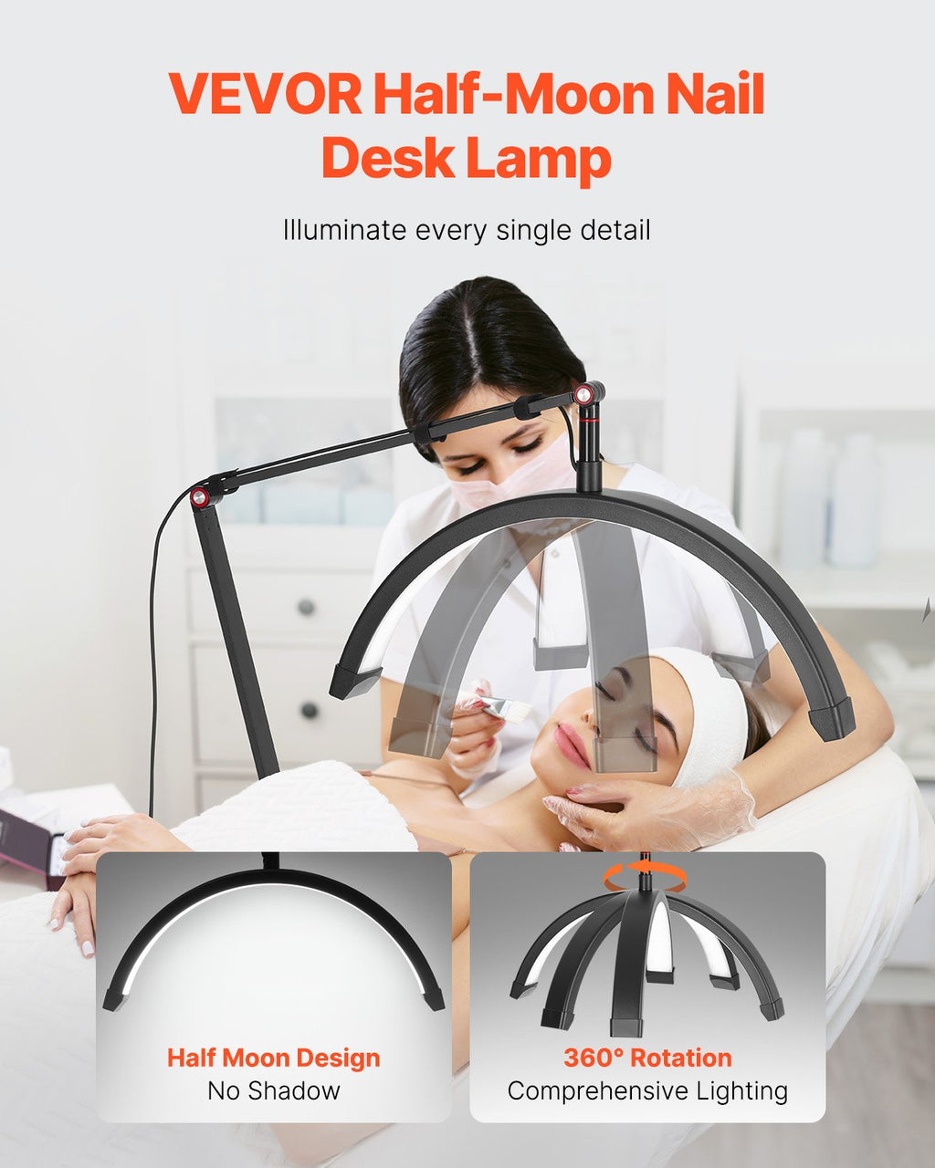 Manikiūro stalinė lempa VEVOR HD-M3X, 20 W