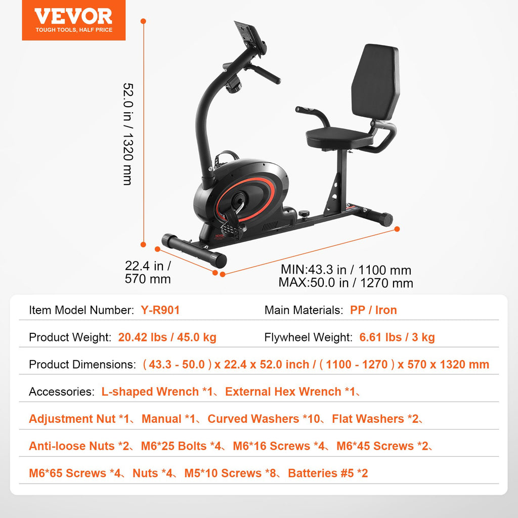 Horizontalus treniruoklis VEVOR Y-R901, 8 pasipriešinimo lygiai