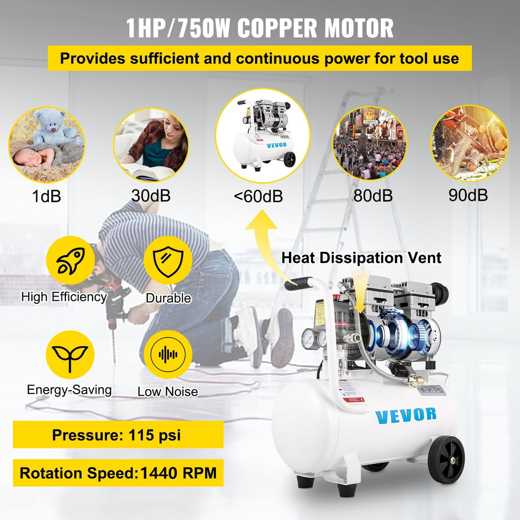 Oro kompresorius VEVOR 750W, 20,8 L
