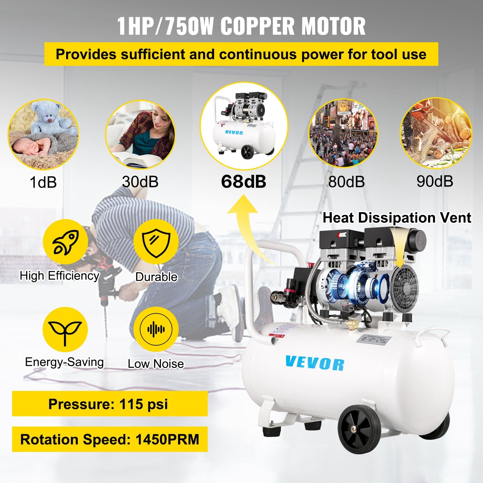 Oro kompresorius VEVOR KYJ-6554, 50 L