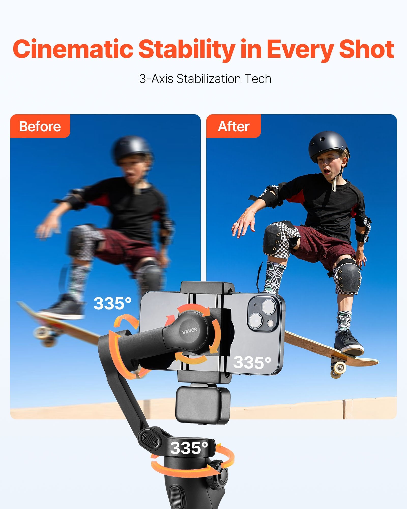 Išmaniojo telefono stabilizatorius VEVOR CM8, 3 ašių stabilizavimas