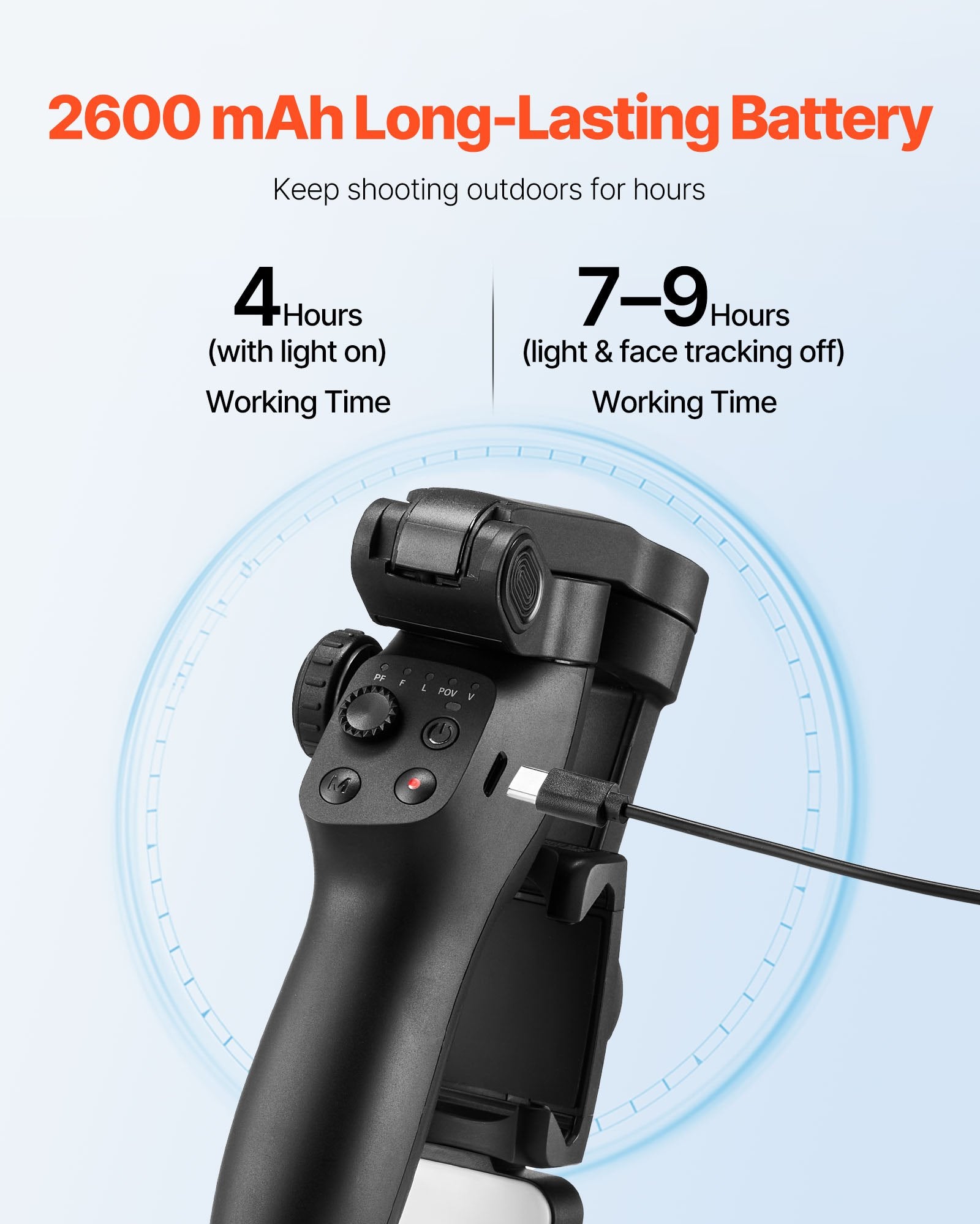 Išmaniojo telefono stabilizatorius VEVOR CM8, 3 ašių stabilizavimas
