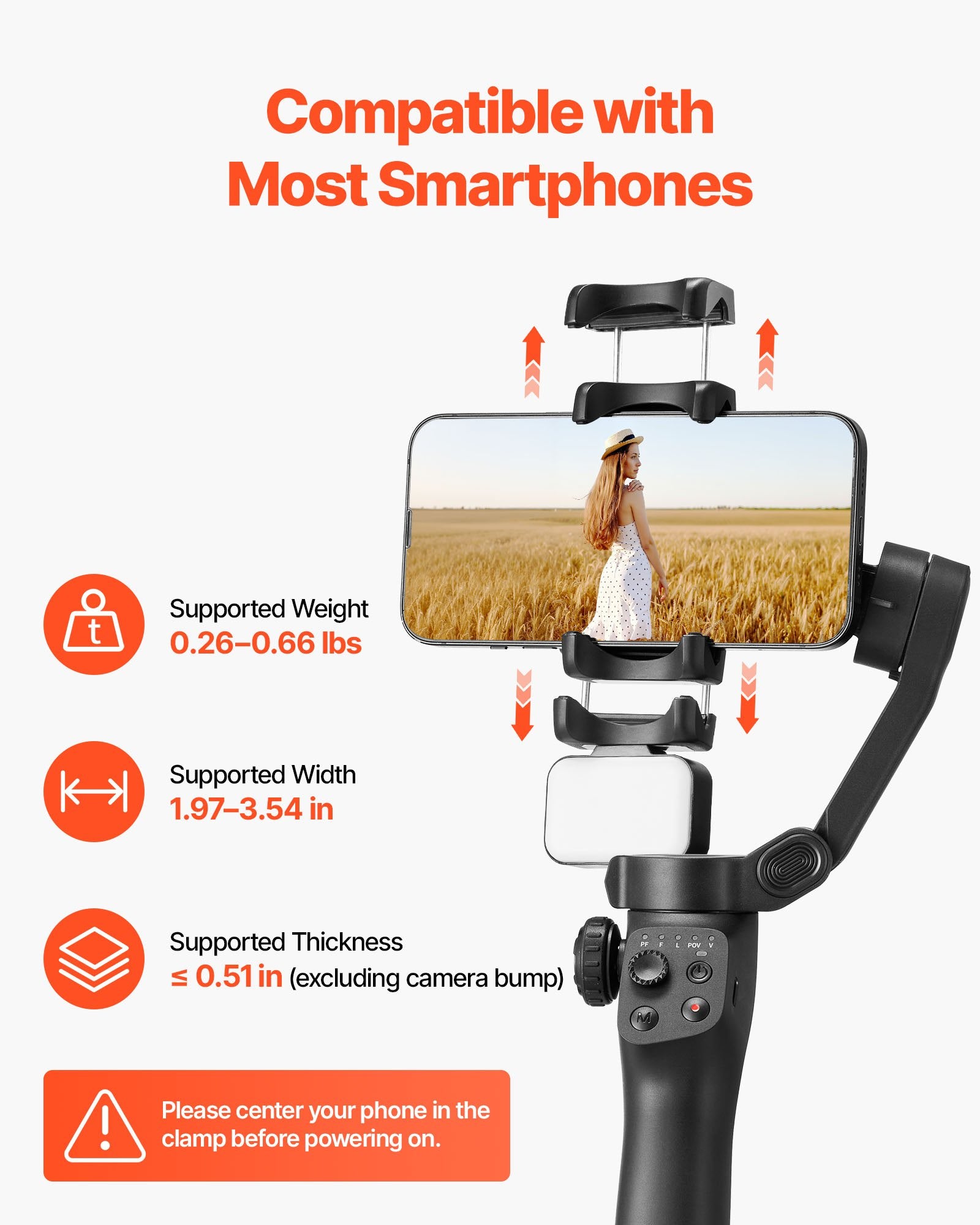 Išmaniojo telefono stabilizatorius VEVOR CM8, 3 ašių stabilizavimas