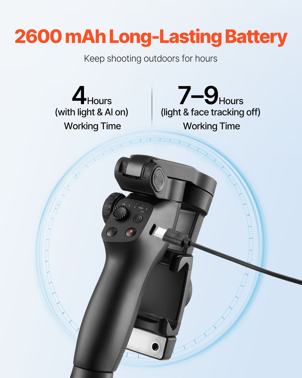 Išmaniojo telefono stabilizatorius VEVOR CM8, 3 ašių stabilizavimas
