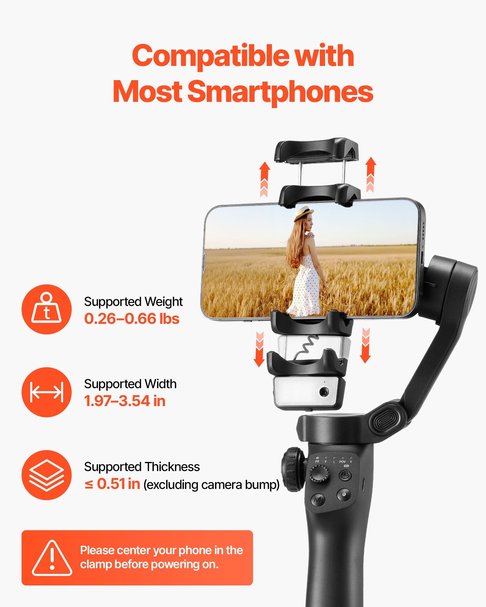 Išmaniojo telefono stabilizatorius VEVOR CM8, 3 ašių stabilizavimas
