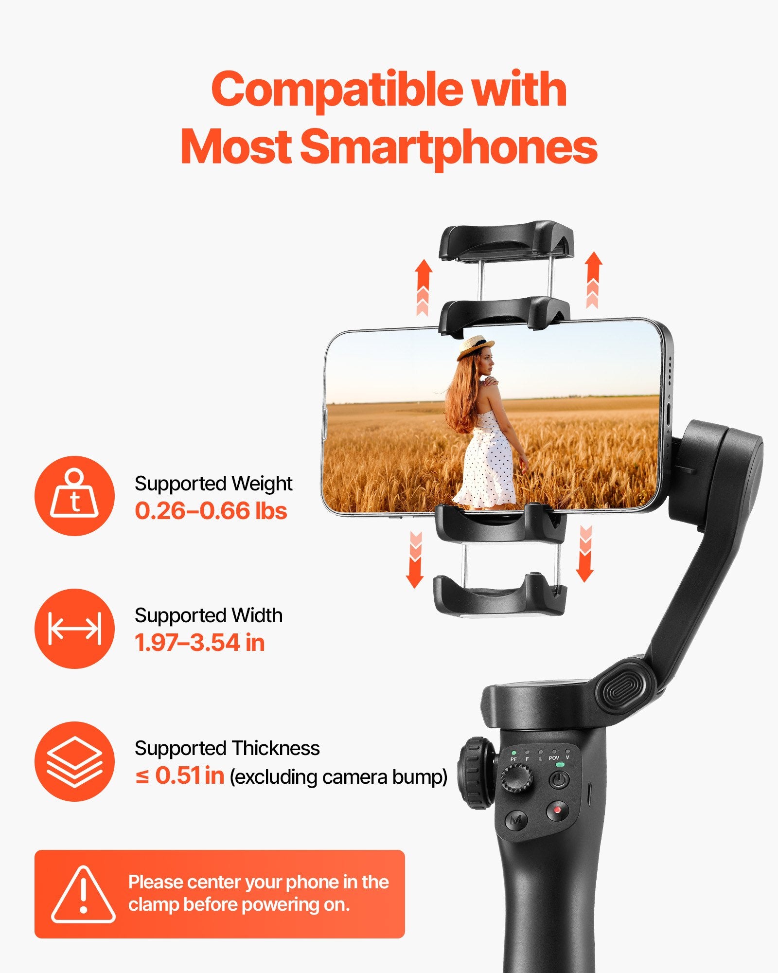 Išmaniojo telefono stabilizatorius VEVOR CM8, 3 ašių stabilizavimas