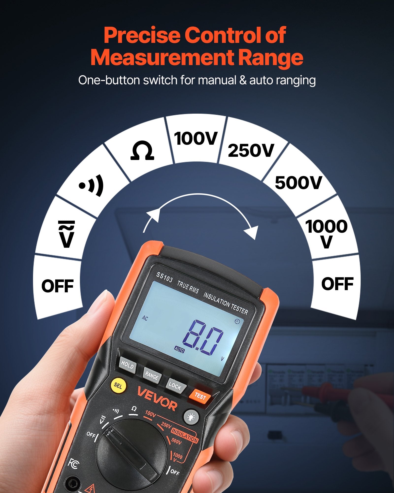 Skaitmeninis multimetras VEVOR SS103, 1000V AC/DC